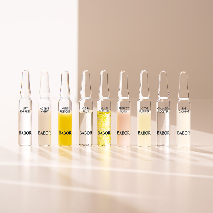 Alle 9 Glas-Ampullen auf einen Blick